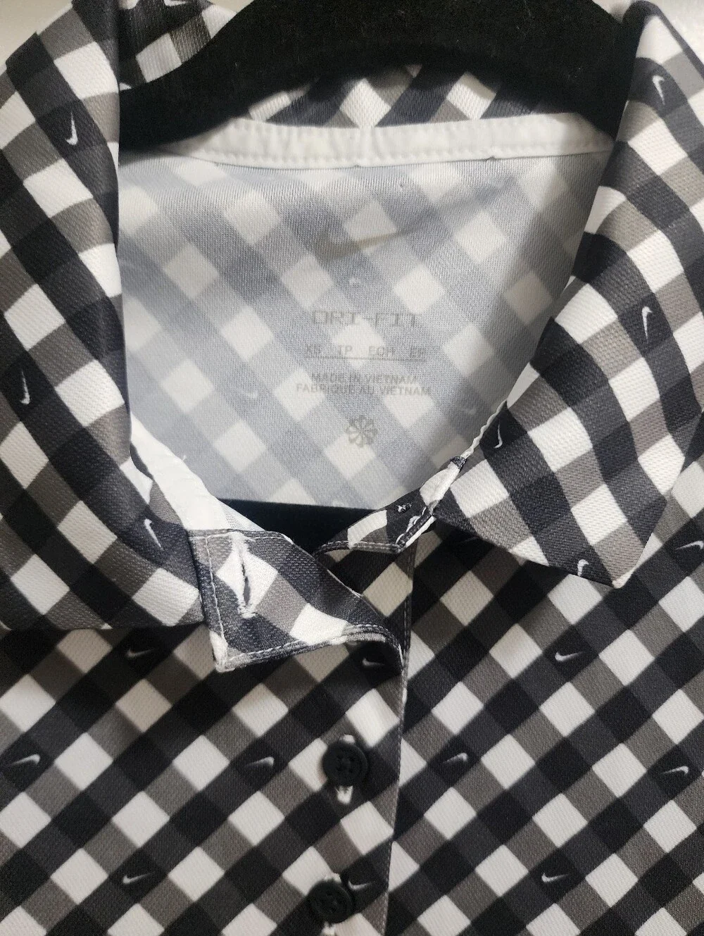 Women Nike Golf Dri Fit Sleeveless Polo Tank Top Shirt Black White Checkered XS